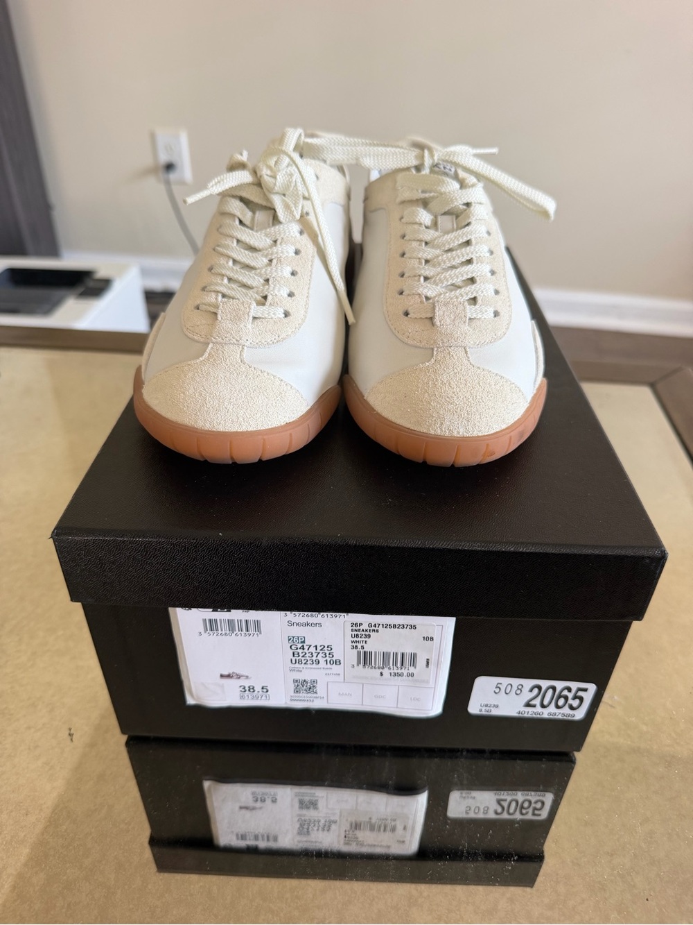 CHANEL Cream and Gum Rubber Sole Low-Top Sneakers